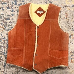 Vintage Brown Shearling Vest Size XL Men's